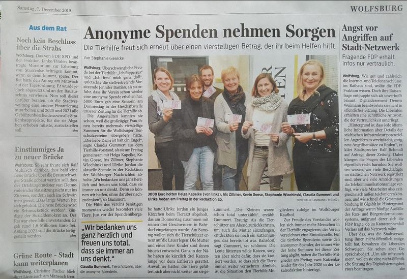 Anonyme Spenden nehmen Sorgen