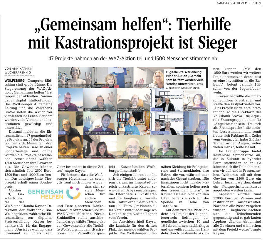 Gemeinsam helfen-Siegerehrung